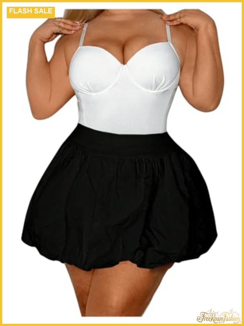 Plus Size Y2K Ruffle Bubble Shorts Skort with Built-in Shorts